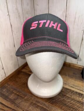 STIHL Outfitters Hat Womens One Size Pink Cotton Trucker Cap Mesh Back Snapback